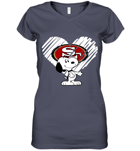 ls9r a happy christmas with san francisco 49ers snoopy women v neck t shirt 39 front heather navy