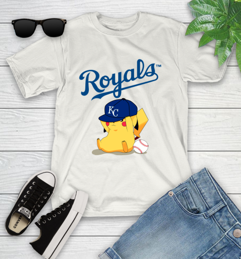 MLB Pikachu Baseball Sports Kansas City Royals Youth T-Shirt