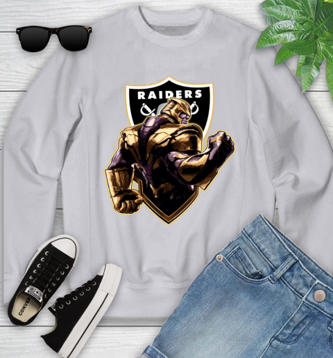 NFL Thanos Avengers Endgame Football Sports Oakland Raiders Youth Sweatshirt 4
