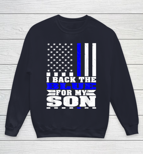 I Back The Blue For My Son Proud Police Mom Dad Cops Parent Thin Blue Line Youth Sweatshirt 2