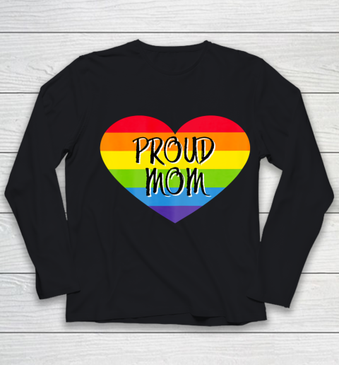 Proud Mom Rainbow Flag Gay Pride Month Support Youth Long Sleeve