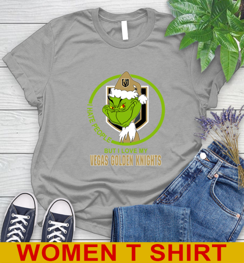 Vegas Golden Knights NHL Christmas Grinch I Hate People But I Love My Favorite Hockey Team Women's T-Shirt 11