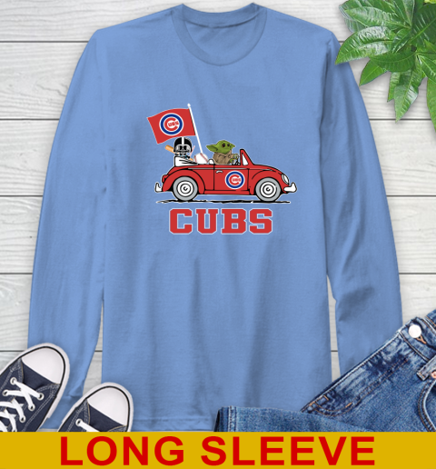 MLB Baseball Chicago Cubs Darth Vader Baby Yoda Driving Star Wars Shirt Long Sleeve T-Shirt 11