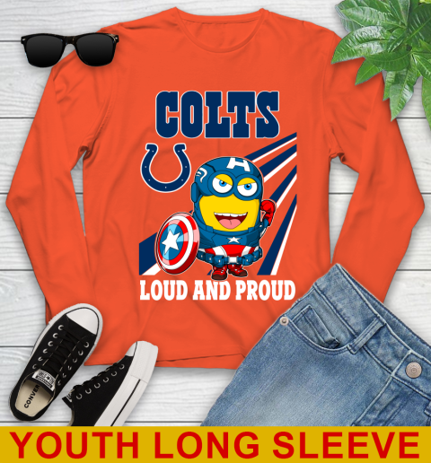 NFL Football Indianapolis Colts Captain America Marvel Avengers Minion Shirt Youth Long Sleeve 3