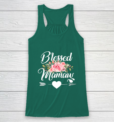 Blessed Mamaw Thanksgiving Christmas Floral Gift For Grandma Racerback Tank 5