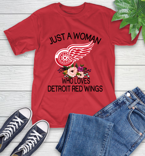 NHL Just A Woman Who Loves Detroit Red Wings Hockey Sports T-Shirt 10