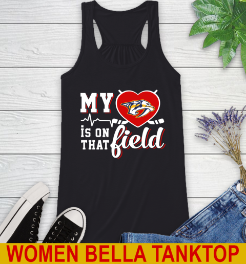NHL My Heart Is On That Field Hockey Sports Nashville Predators Racerback Tank