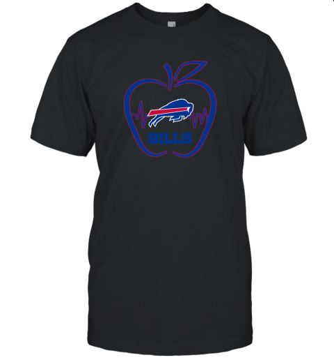 Apple Heartbeat Teacher Symbol Buffalo Bills Unisex Jersey Tee