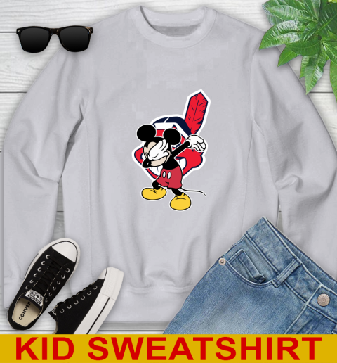 Cleveland Indians MLB Baseball Dabbing Mickey Disney Sports Youth Sweatshirt 4
