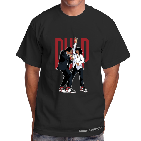 Air Jordan 1 Black Toe Matching Sneaker Tshirt Pulp Fiction Dance Black and Red Jordan Tshirt