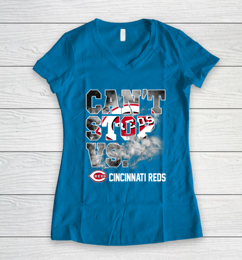 MLB Cincinnati Reds Baseball Can't Stop Vs Cincinnati Reds Women's V-Neck T-Shirt 5