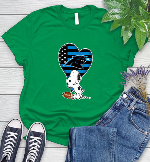 Carolina Panthers NFL Football The Peanuts Movie Adorable Snoopy Women's T-Shirt 6