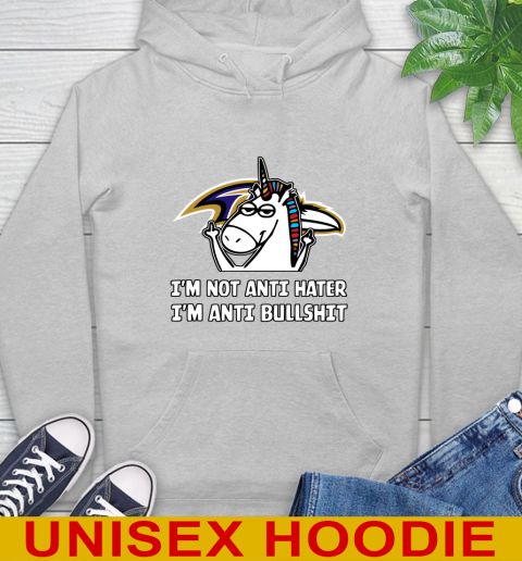 Baltimore Ravens NFL Football Unicorn I'm Not Anti Hater I'm Anti Bullshit Hoodie 6