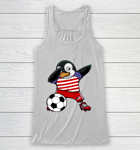 Dabbing Penguin America Soccer Fans Jersey Football Lover Racerback Tank