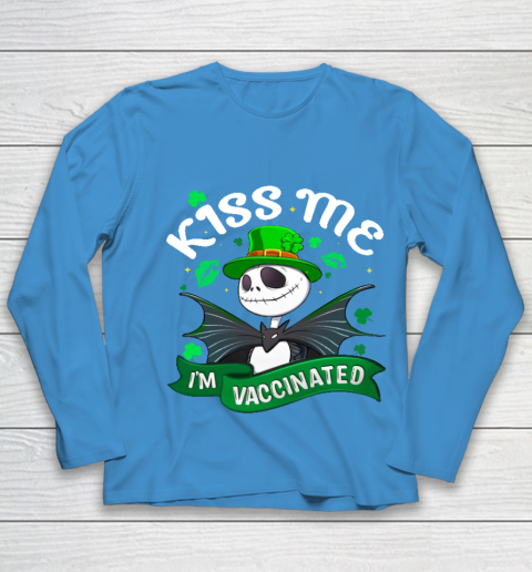 Kiss Me I'm Vaccinated Patrick's Day Jack Skellington Youth Long Sleeve 5
