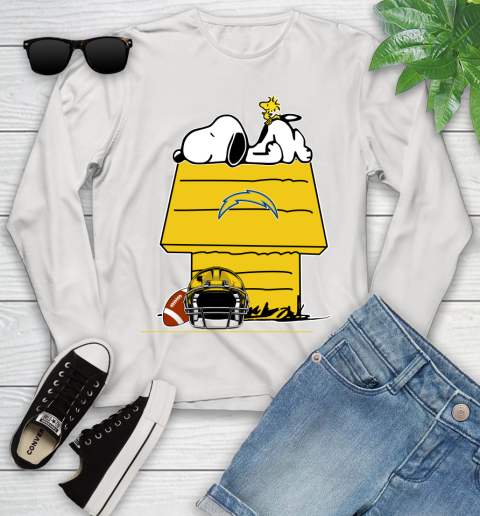 Los Angeles Chargers NFL Football Snoopy Woodstock The Peanuts Movie Youth Long Sleeve