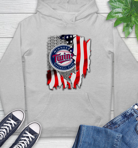 Minnesota Twins MLB Baseball American Flag Hoodie 6