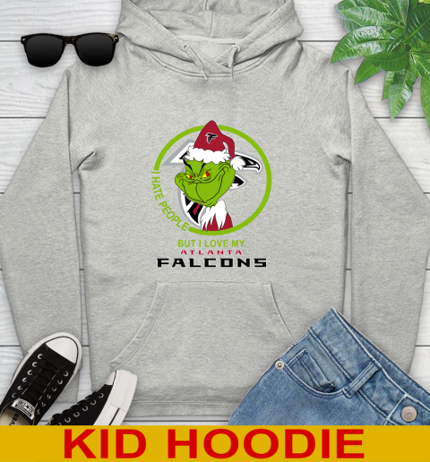 Atlanta Falcons NFL Christmas Grinch I Hate People But I Love My Favorite Football Team Youth Hoodie