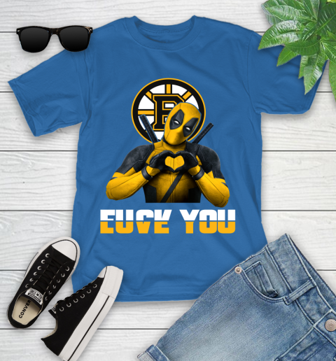 NHL Boston Bruins Deadpool Love You Fuck You Hockey Sports Youth T-Shirt 12