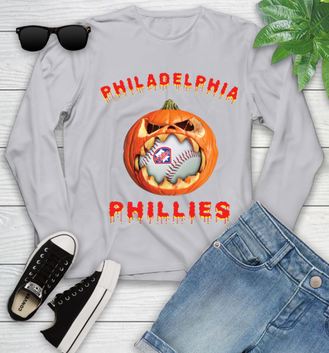 MLB Philadelphia Phillies Halloween Pumpkin Baseball Sports Youth Long Sleeve 5