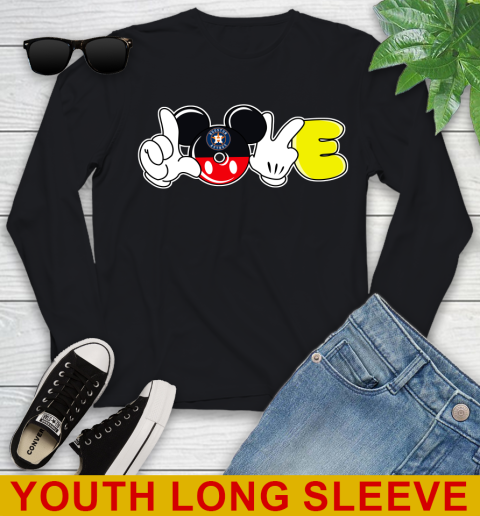 Houston Astros MLB Baseball Love Mickey Disney Sports Youth Long Sleeve 2