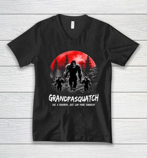 Grandpa Squatch Like A Grandpa Just Way More Squatchy Funny V-Neck T-Shirt
