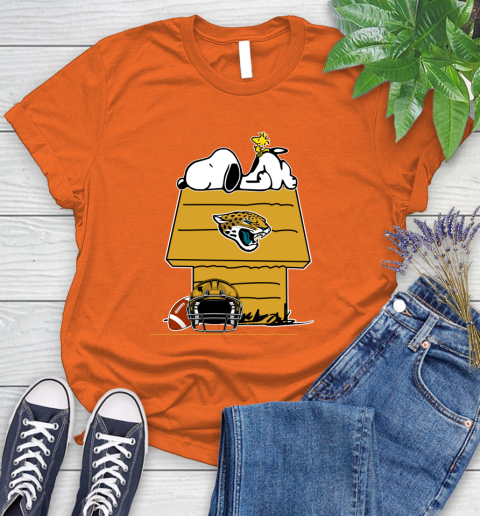 Jacksonville Jaguars NFL Football Snoopy Woodstock The Peanuts Movie Women's T-Shirt 4