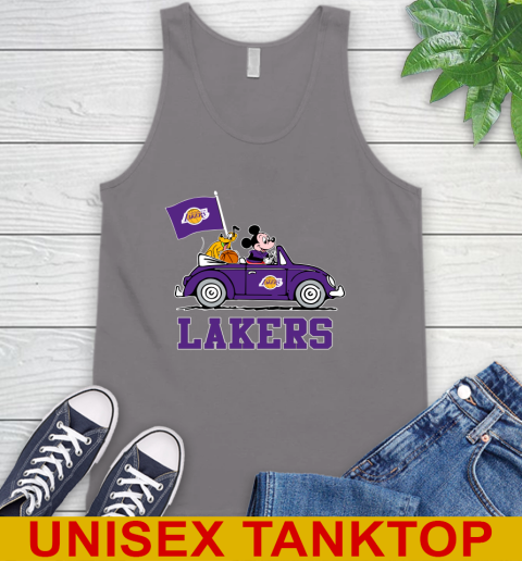 NBA Basketball Los Angeles Lakers Pluto Mickey Driving Disney Shirt Tank Top 7