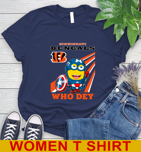 NFL Football Cincinnati Bengals Captain America Marvel Avengers Minion Shirt Women's T-Shirt 12