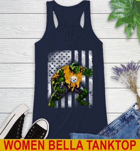 Pittsburgh Steelers Hulk Marvel Avengers NFL Football American Flag Racerback Tank 9