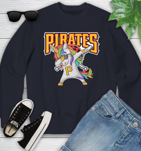Pittsburgh Pirates MLB Baseball Funny Unicorn Dabbing Sports Youth Sweatshirt 3