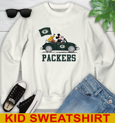 NFL Football Green Bay Packers Pluto Mickey Driving Disney Shirt Youth Sweatshirt