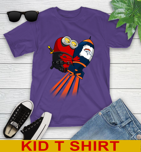 NFL Football Denver Broncos Deadpool Minion Marvel Shirt Youth T-Shirt 3