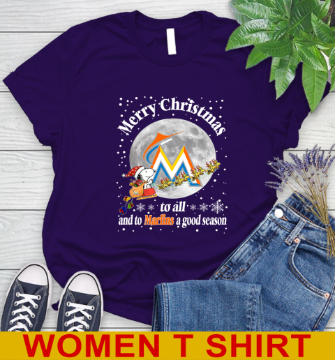Miami Marlins Merry Christmas To All And To Marlins A Good Season MLB Baseball Sports Women's T-Shirt 4
