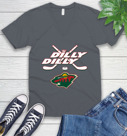 NHL Minnesota Wild Dilly Dilly Hockey Sports V-Neck T-Shirt 5
