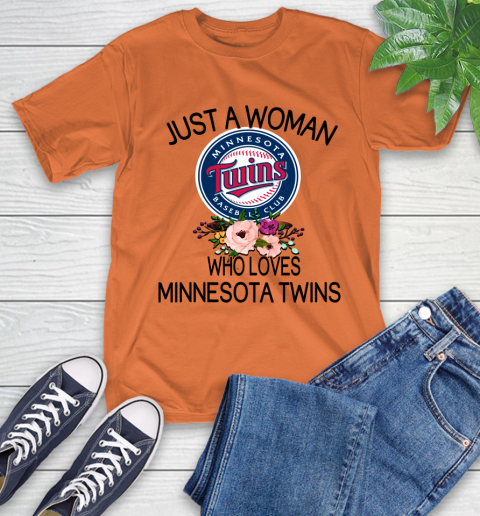 MLB Just A Woman Who Loves Minnesota Twins Baseball Sports T-Shirt 3