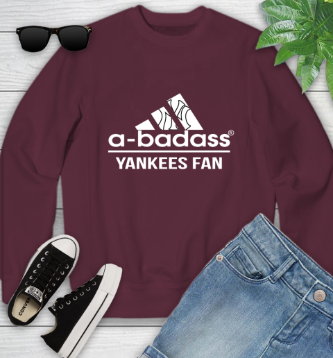 MLB A Badass New York Yankees Fan Adidas Baseball Sports Youth Sweatshirt 4