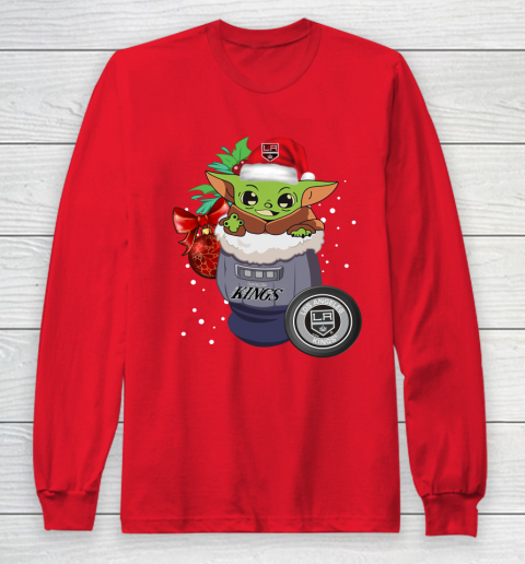 Los Angeles Kings Christmas Baby Yoda Star Wars Funny Happy NHL Long Sleeve T-Shirt 10