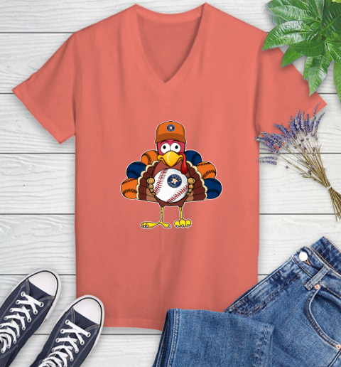 Houston Astros Turkey thanksgiving Women's V-Neck T-Shirt 6