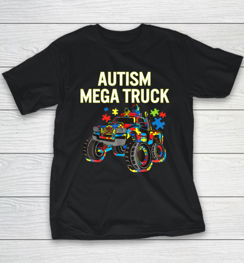 Autism Mega Truck Shirt Monster Truck Autism Awareness Youth T-Shirt