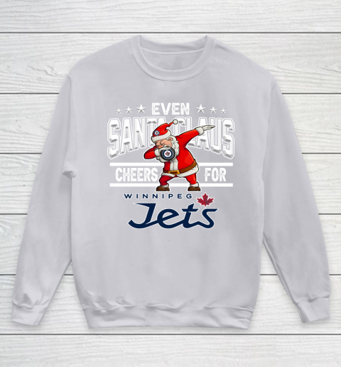 Winnipeg Jets Even Santa Claus Cheers For Christmas NHL Youth Sweatshirt 3