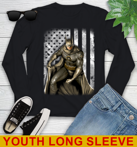 New Orleans Saints NFL Football Batman DC American Flag Shirt Youth Long Sleeve