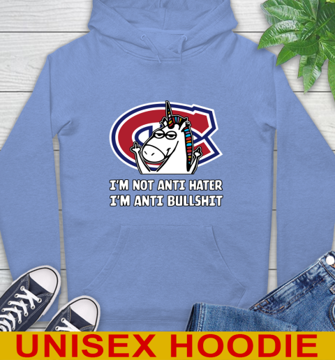 Montreal Canadiens NHL Hockey Unicorn I'm Not Anti Hater I'm Anti Bullshit Hoodie 11