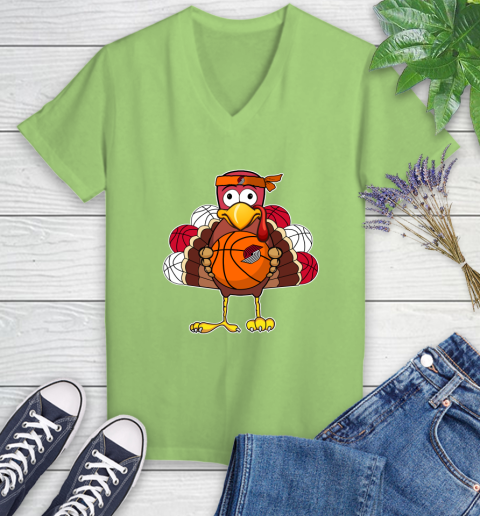 Portland Trail Blazers Turkey thanksgiving day Women's V-Neck T-Shirt 11