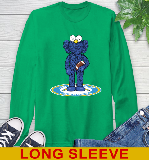 NFL Football Los Angeles Chargers Kaws Bff Blue Figure Shirt Long Sleeve T-Shirt 7