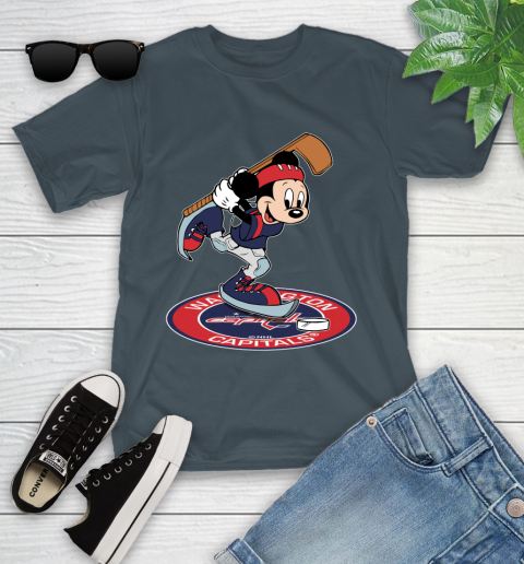 NHL Hockey Washington Capitals Cheerful Mickey Disney Shirt Youth T-Shirt 8