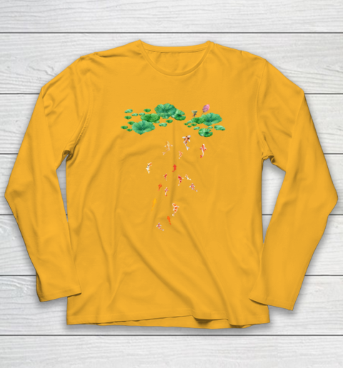 Watercolor Japanese Koi Fish Goldfish Lily Pad Lotus Leaf Beauty Long Sleeve T-Shirt 2