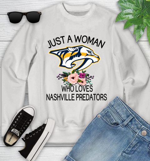 NHL Just A Woman Who Loves Nashville Predators Hockey Sports Youth Sweatshirt