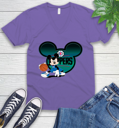 NBA LA Clippers Mickey Mouse Disney Basketball V-Neck T-Shirt 10