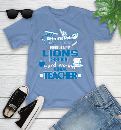 Detroit Lions NFL I'm A Difference Making Student Caring Football Loving Kinda Teacher Youth T-Shirt 15